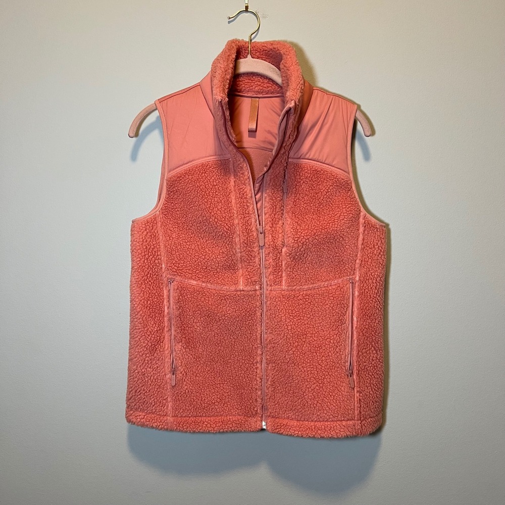 Lululemon Textured Fleece Full-Zip Vest Coral Pink Sherpa 4 LW4BONS